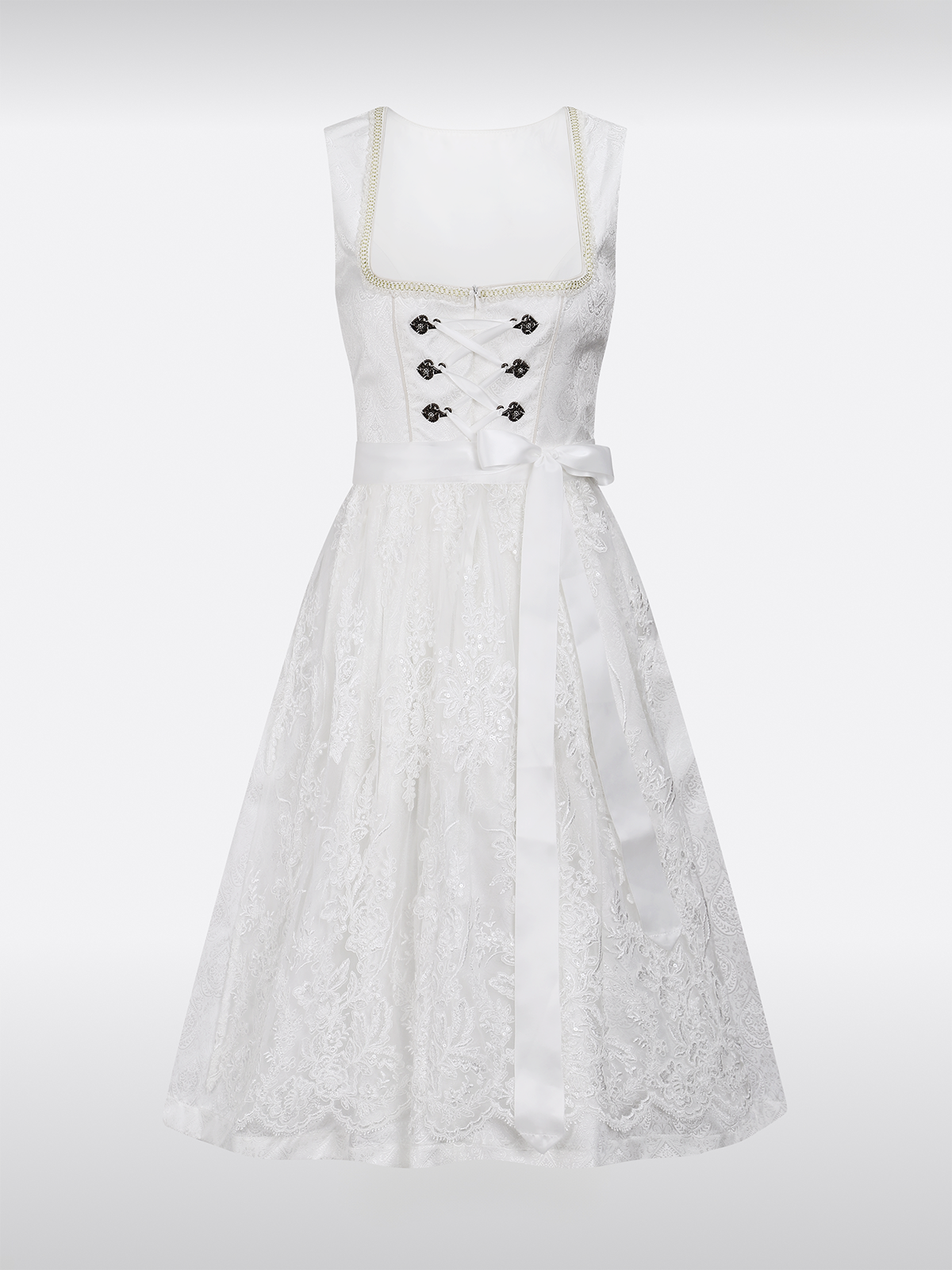 White straight outlet hook closure all over pattern dirndl hannah